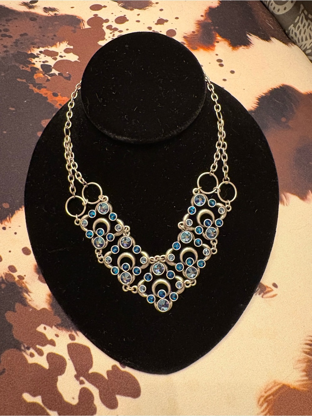 Touchstone Crystal Silver Necklace with Blue Crystals